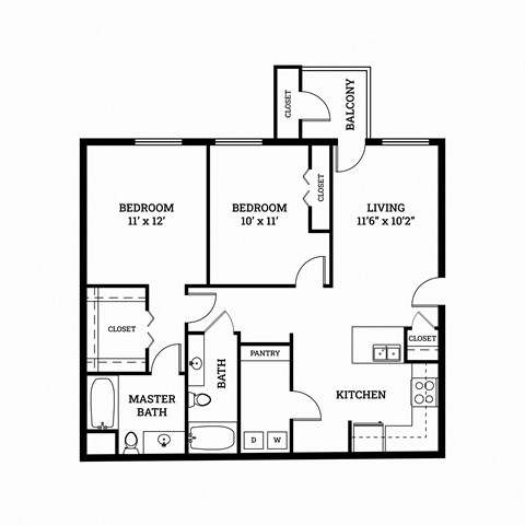 Parkside Apartments Cypress 2D Floor Plan